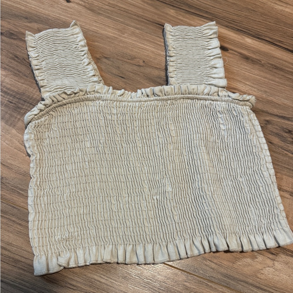 Cream Smocked Women's Top